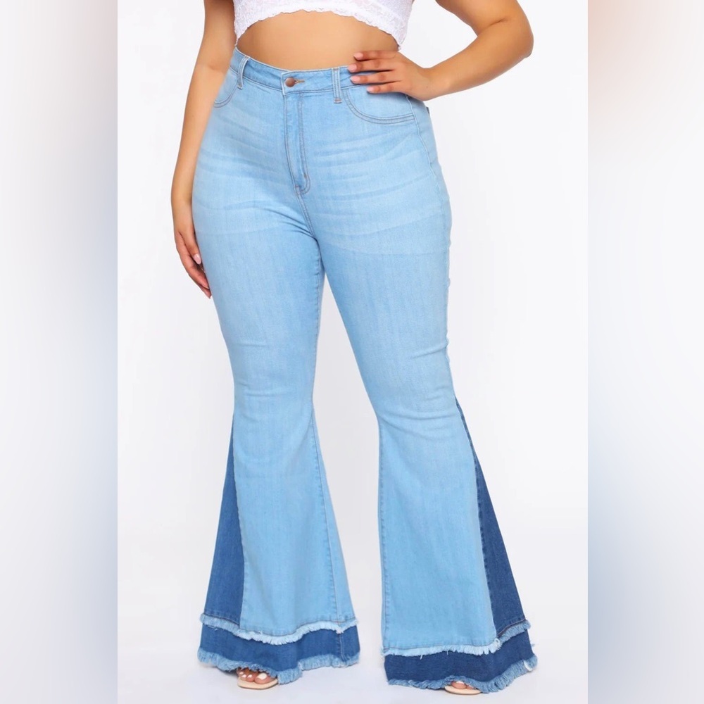 Plus Size Women's Light Blue Flared Jeans